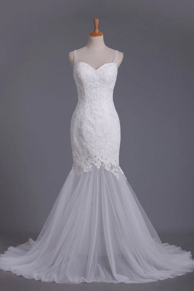 Party Dresses Mermaid/Trumpet With Applique Sweep Train